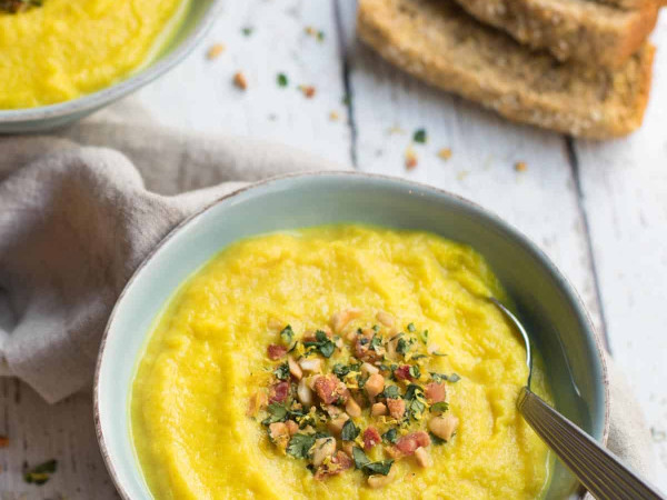 Bacon Gremolata-Infused Cream of Cauliflower Soup