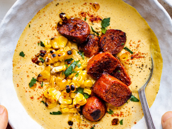 Vegan Corn Chowder with a Spicy Twist