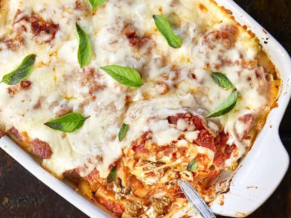 Italian Sausage and Three-Cheese Baked Ziti