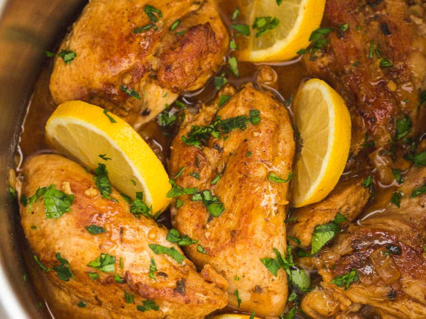 Instant Pot® Chicken Thighs with Lemon, Garlic, and Rice