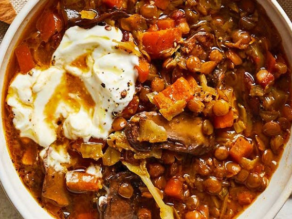 Miso-Infused Chicken and Lentil Soup