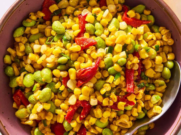 Succotash Salad Featuring Grilled Corn and Edamame
