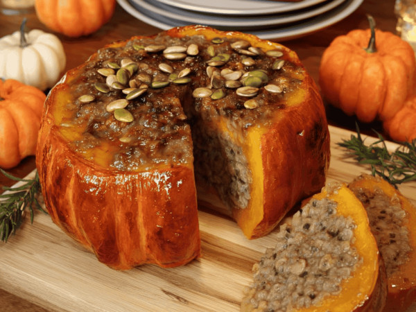 Halloween Meatloaf with Pumpkin Design