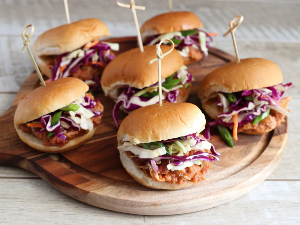 Pork Sliders Topped with Peach-Tarragon Sauce