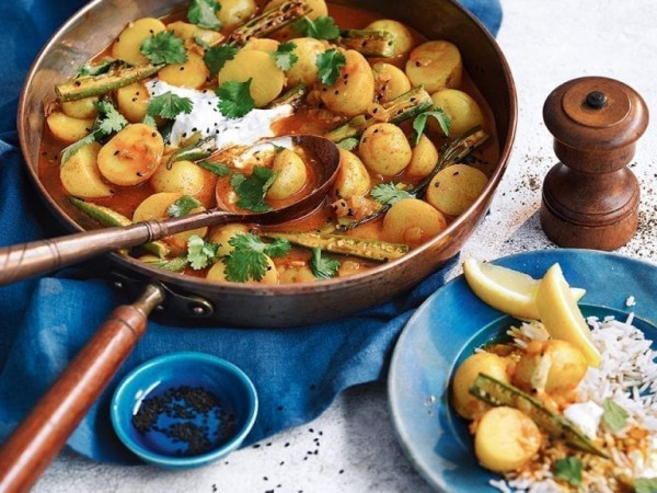 South Indian Style Potato and Okra Curry