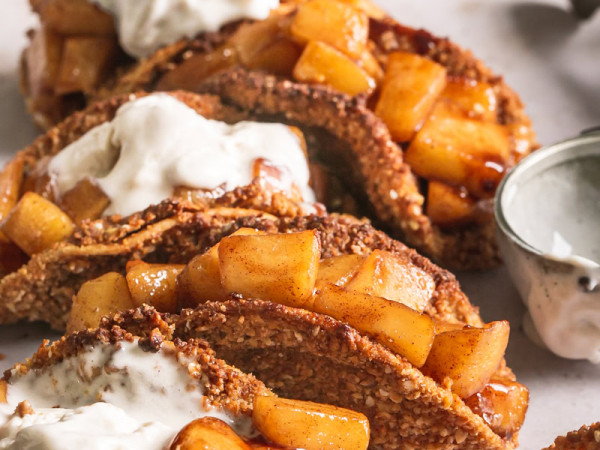 Ice Cream-Topped Apple Pie Taco Cups