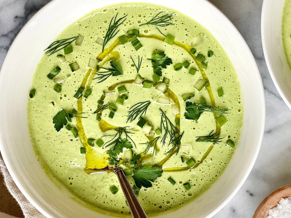 Creamy Chilled Cucumber Soup Featuring Labneh