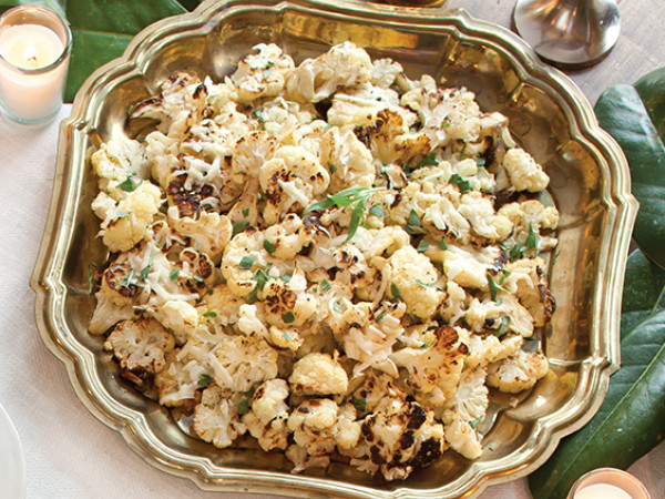 Oven-Roasted Cauliflower Topped with Pecorino and Mint