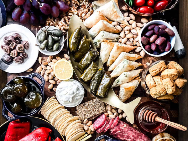 Snack Board with a Greek Twist
