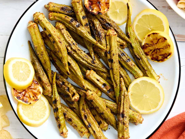 Zesty Lemon Grilled Okra