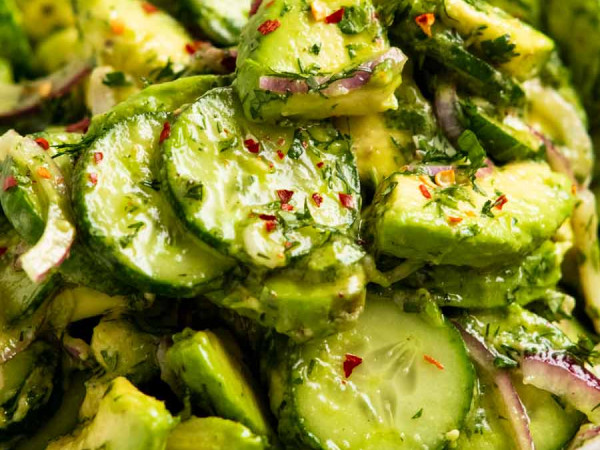 Fresh Avocado Cucumber Pasta Salad