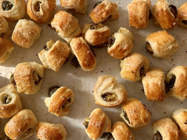 Brussels Sprouts Feta Stuffed Pastry Roll