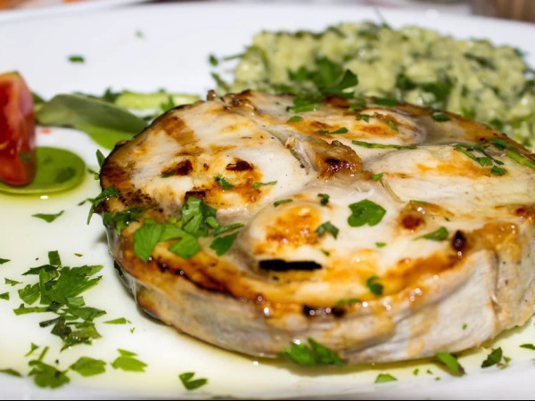 Cucumber Sauce-Topped Grilled Swordfish Steaks