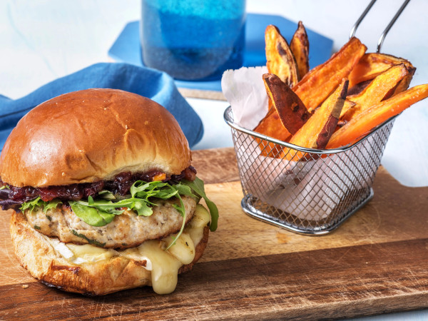 BBQ Turkey Burgers Served with Cranberry Horseradish Dressing