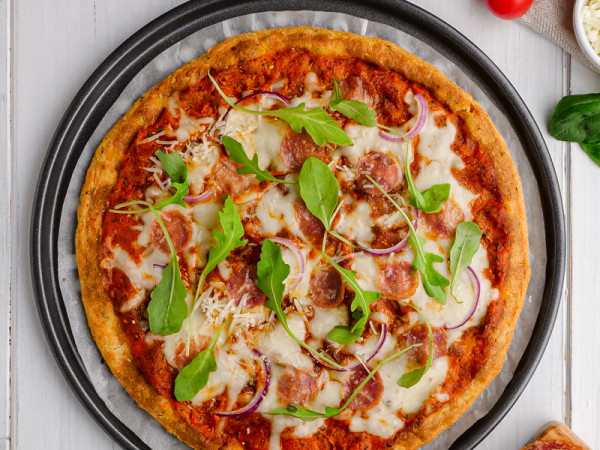 Fathead Pizza with Chorizo and Salsa for Keto