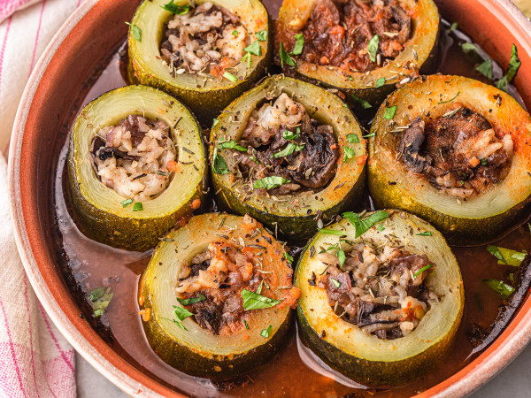 Zucchini Filled with Savory Middle Eastern Filling