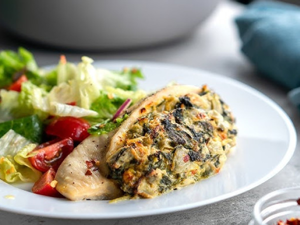 Baked Chicken Breasts with Spinach and Artichoke for Keto
