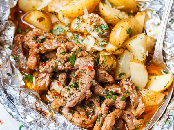 Potato and Garlic Scape Grill Packs