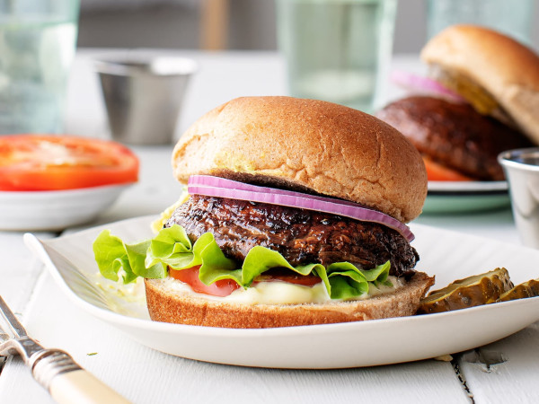 Savory Bison Burgers with Portobello Caps