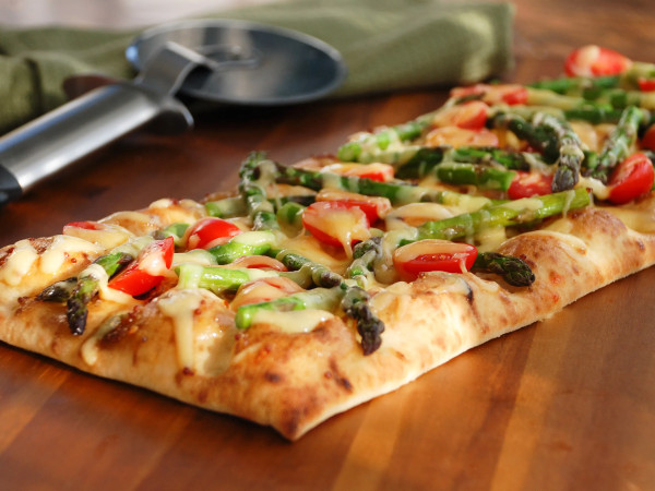 Roasted Asparagus drizzled with Smoky Gouda Cheese Sauce