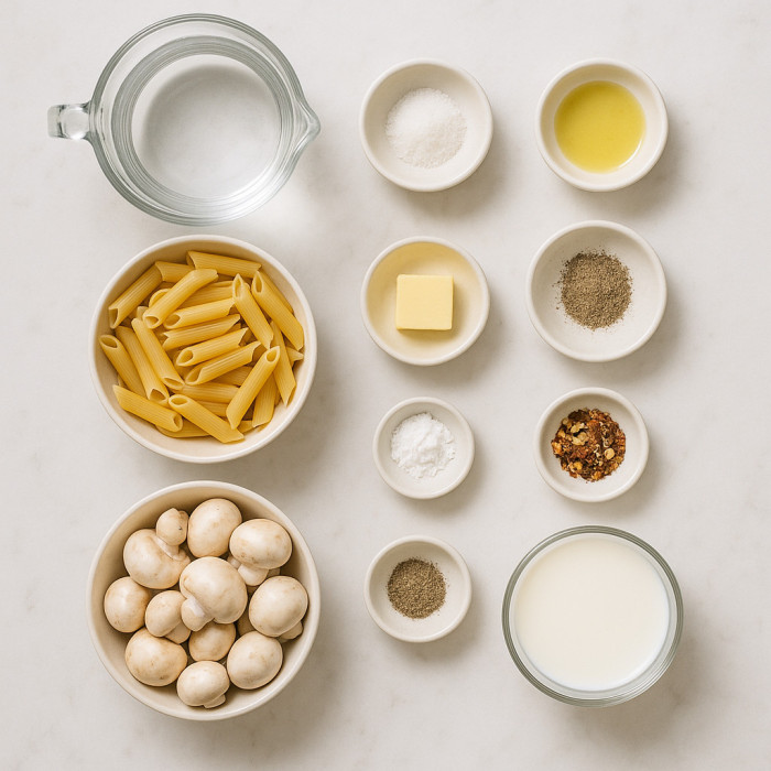 Mushroom Pasta with Creamy Sauce ingredients