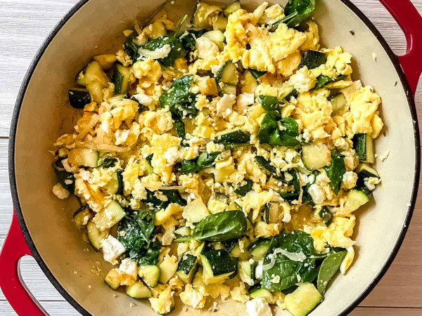 Feta and Zucchini Egg Scramble