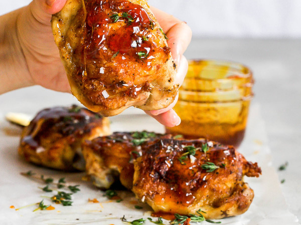 Spicy Honey and Peanut Chicken Thighs in the Oven