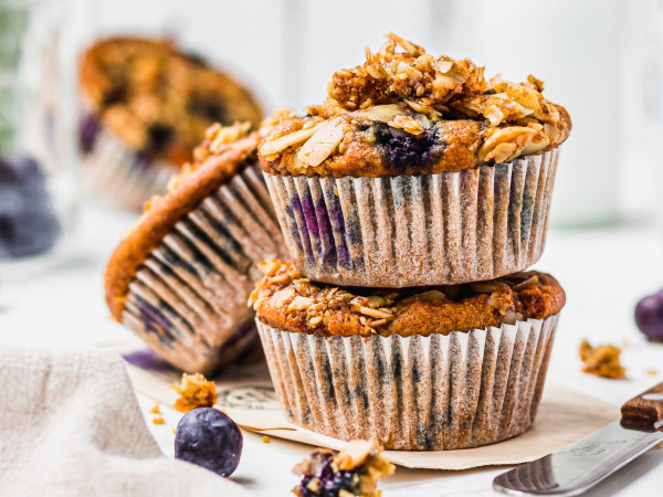 Muffins with Almond Flour, Blueberries, and Nuts