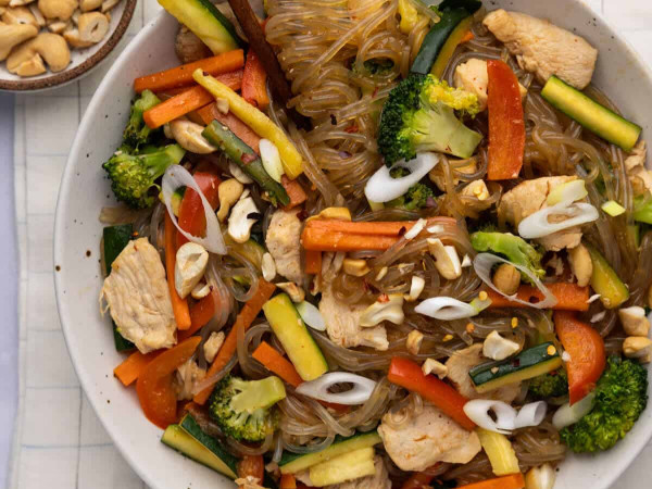 Glass Noodle Stir-Fry with Chicken and Mixed Vegetables