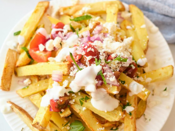Crispy Loaded Greek Fries from the Air Fryer
