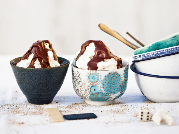 Blue Marshmallow Topped Sundaes