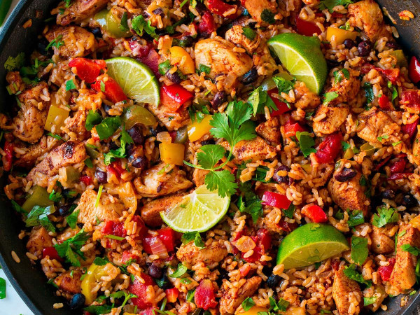 Chicken and Rice Fajita Skillet Dish