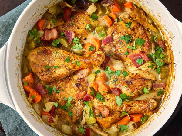 Luxurious Coq au Vin with White Wine