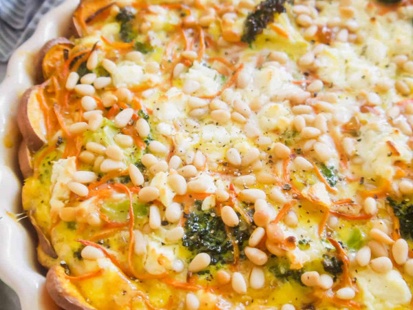 Broccoli Quiche Featuring a Carrot Crust