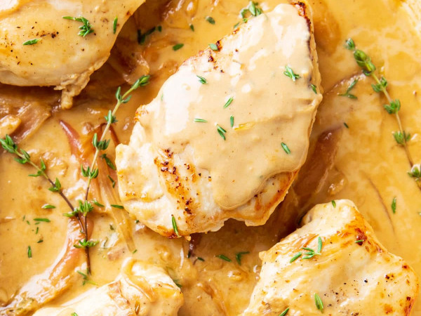 Chicken Breast Pounded and Topped with Sherry-Dijon Sauce