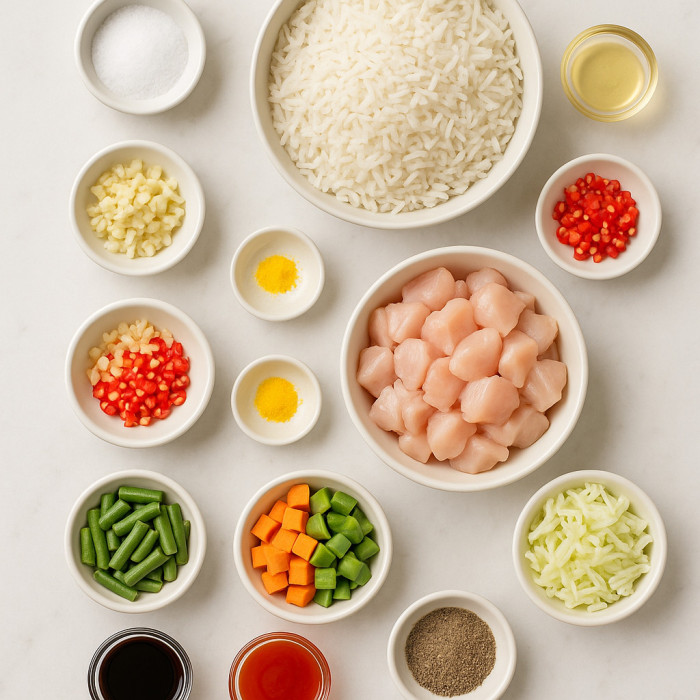 Chicken Fried Rice Inspired by Restaurant Dishes ingredients