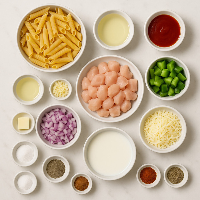 Baked Chicken and Creamy Pasta Dish ingredients