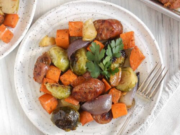 Winter Vegetable Medley with Chicken-Apple Sausage and Bacon by Sunshine