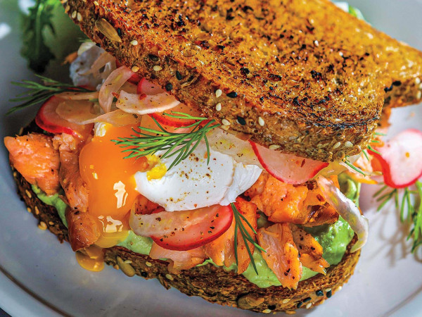 Toasted Sandwich with Smoked Salmon and Poached Egg