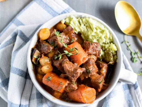 Bourbon-Infused Beef Stew Made Fast in the Instant Pot®