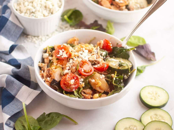 Buffalo Chicken Salad Featuring Bacon and Blue Cheese