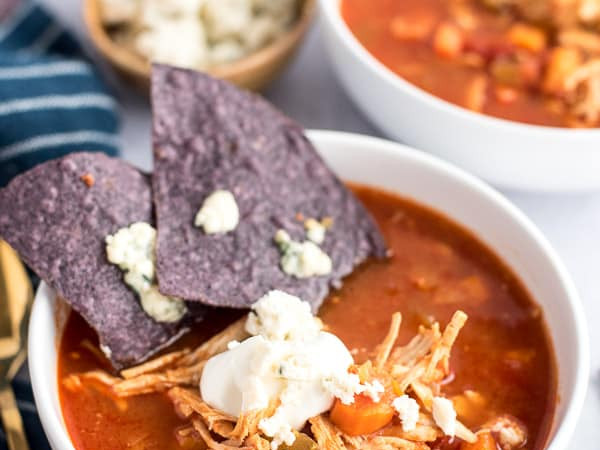 Buffalo-Style Blue Cheese Chicken Soup