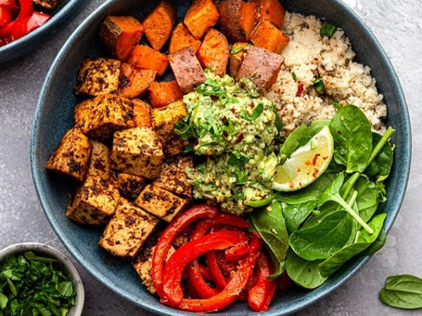 Buddha Bowl Featuring Fajita Ingredients