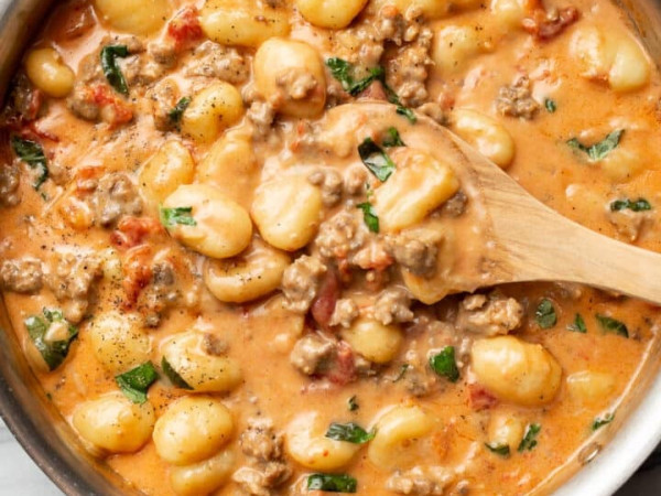 One-Pan Creamy Gnocchi and Sausage Dish
