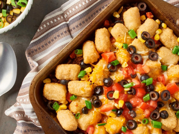 Taco Bake Featuring Cauliflower Veggie Tots