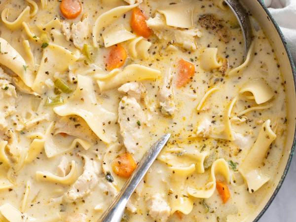 Comforting Creamy Egg Noodle Chicken Soup