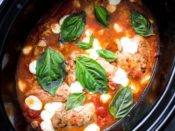 BBQ Chicken Pizza Soup Made in a Slow Cooker