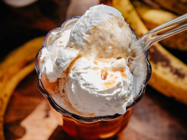 Iced Coffee Topped with Vegan Banana Whip