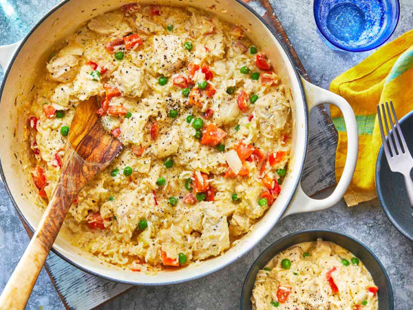 Three-Pepper Chicken and Rice Casserole