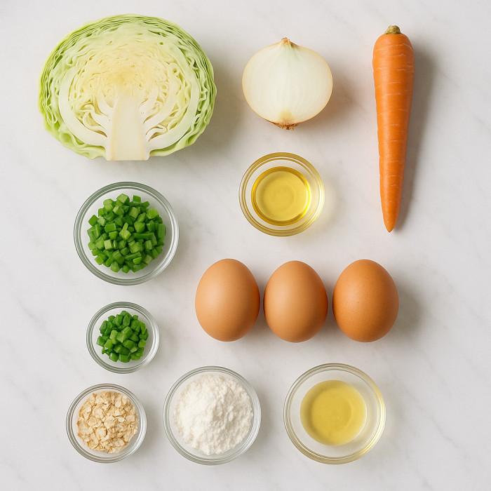 Cabbage and scrambled eggs ingredients